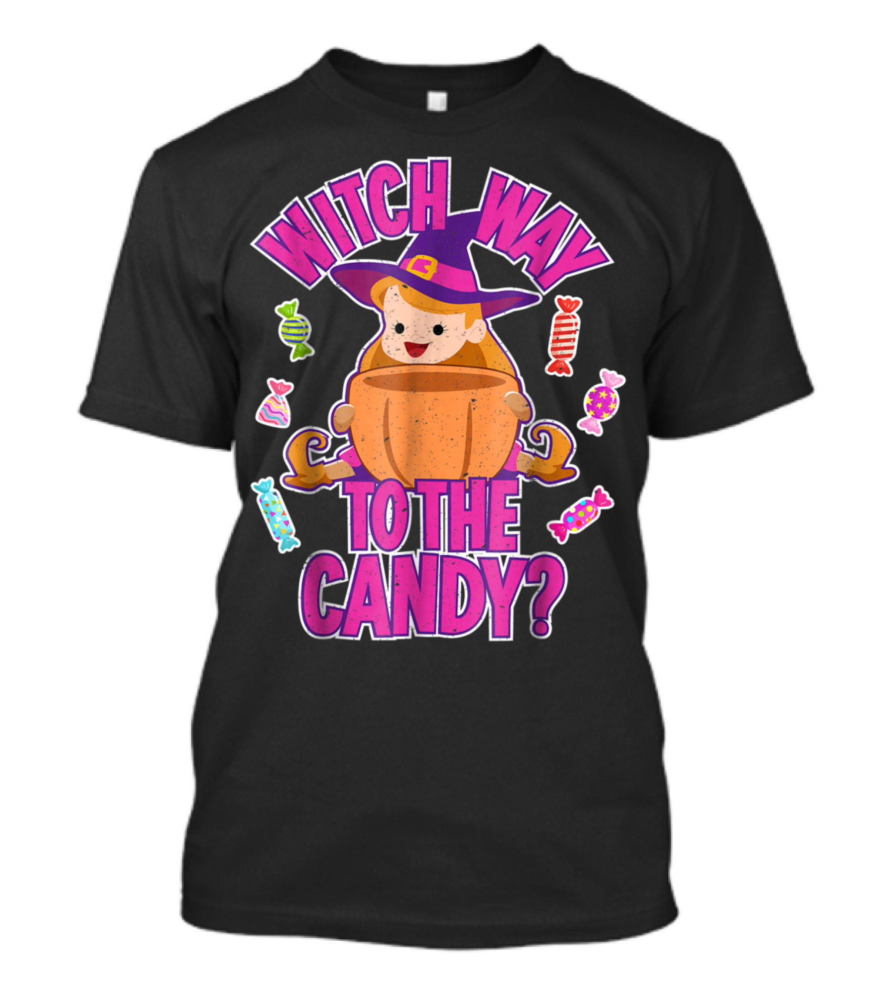 Witch Way To The Candy Halloween Pumpkin With Sweets T-Shirt