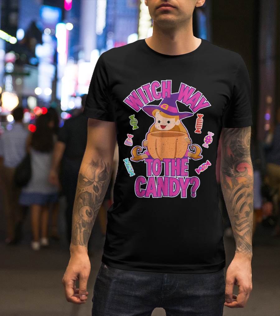 Witch Way To The Candy Halloween Pumpkin With Sweets T-Shirt