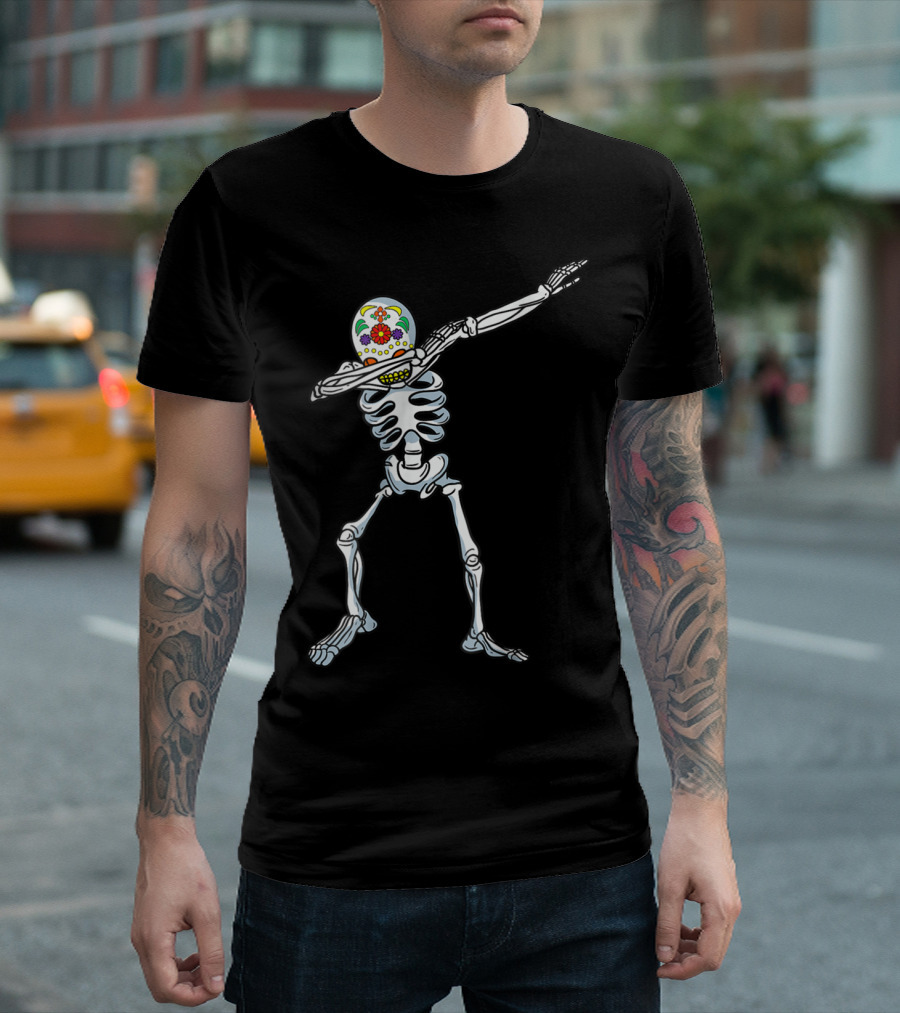 Day Of The Dead Sugar Skull Dabbing Skeleton Mexican T-Shirt