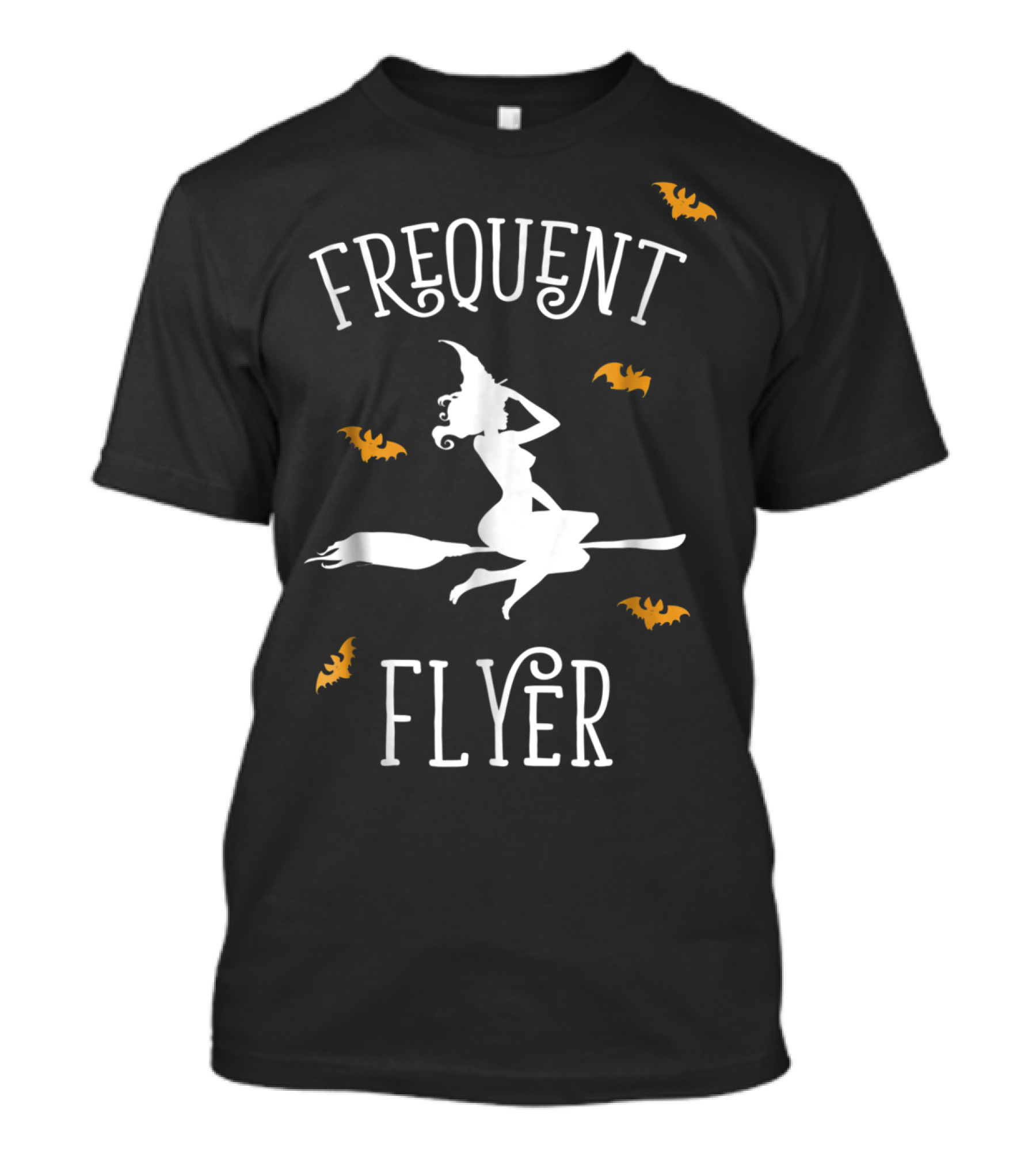 Frequent Flyer Witch Riding Broomstick With Bats T-Shirt