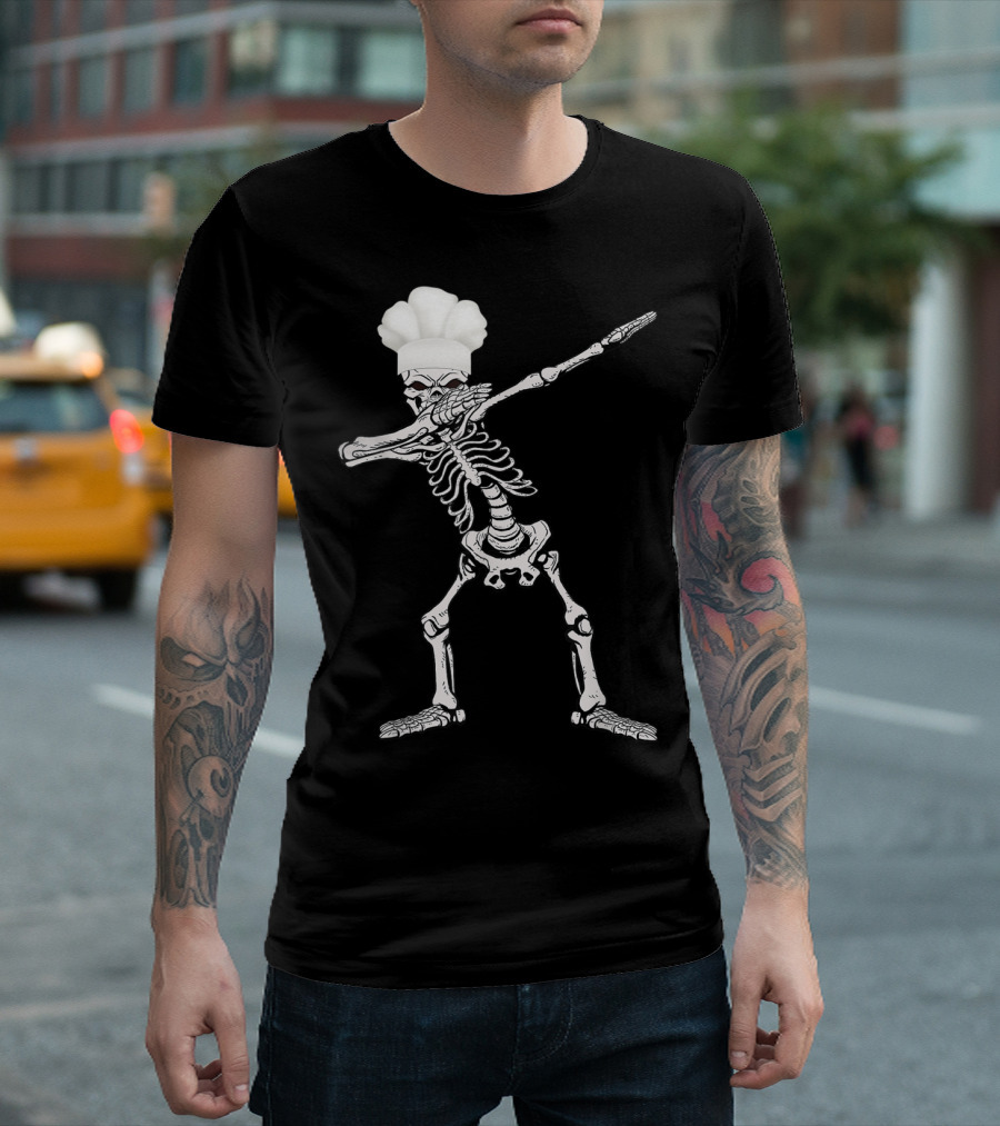 Funny Chef Skeleton Dabbing T-Shirt