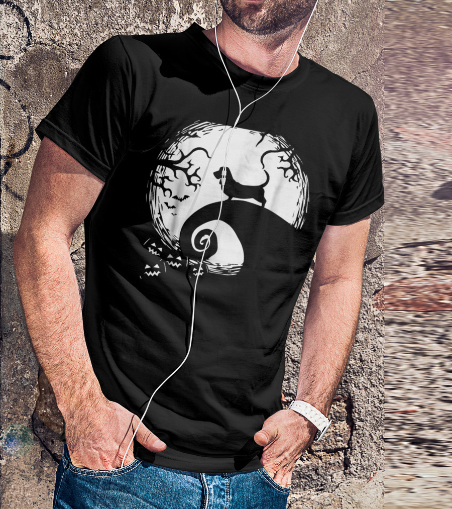 Funny Dachshund Halloween Nightmare Moon Scene T-Shirt