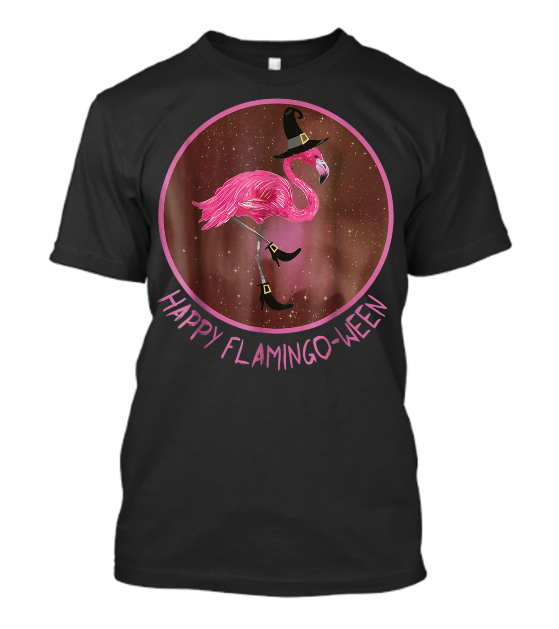 Happy Flamingo-Ween Flamingo Halloween Witch T-Shirt