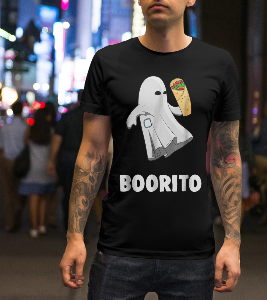 Funny Ghost Boorito Halloween Mexican Burrito T-Shirt