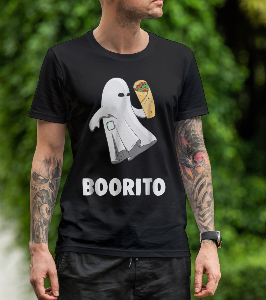Funny Ghost Boorito Halloween Mexican Burrito T-Shirt