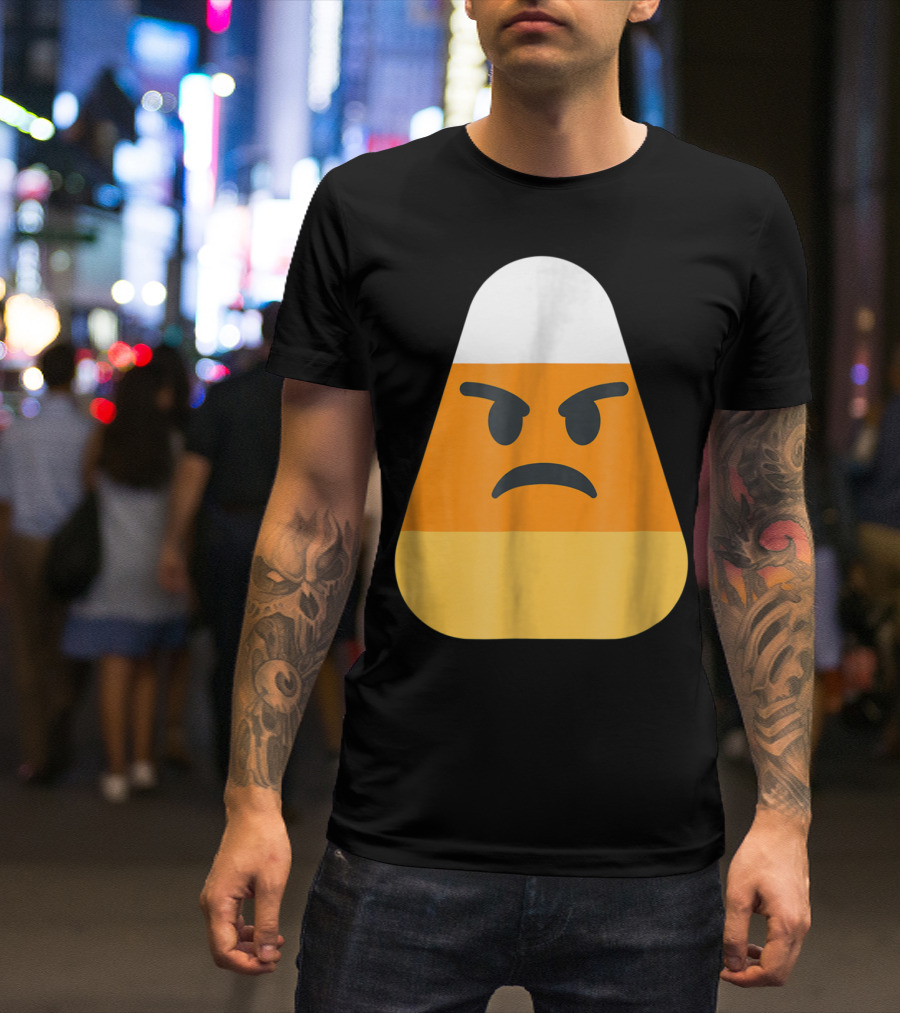 Angry Emoji Candy Corn Funny Halloween T-Shirt