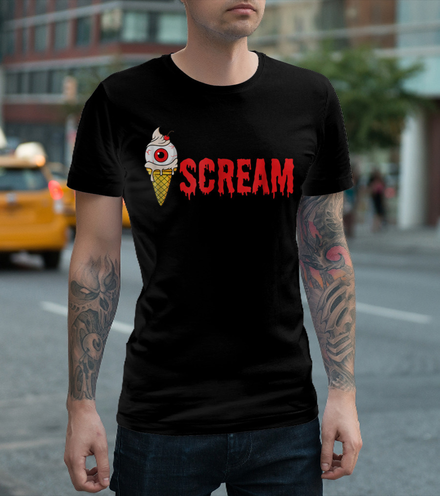Scream Halloween Cute Monster Ice Cream Cone T-Shirt