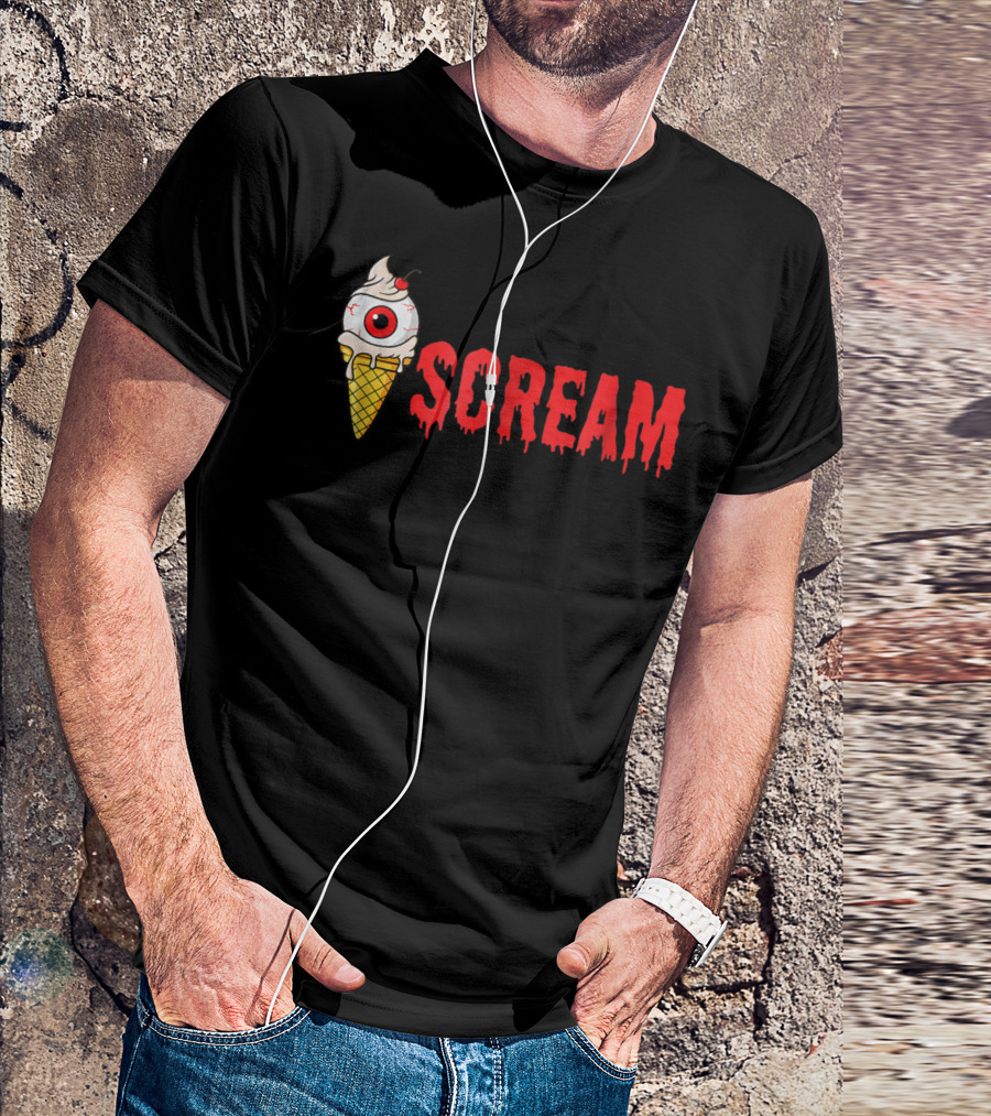 Scream Halloween Cute Monster Ice Cream Cone T-Shirt
