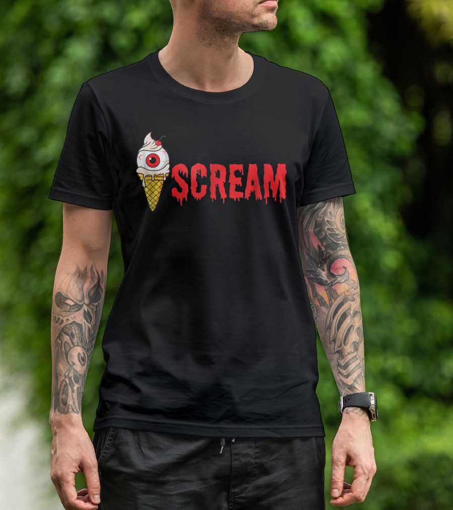 Scream Halloween Cute Monster Ice Cream Cone T-Shirt