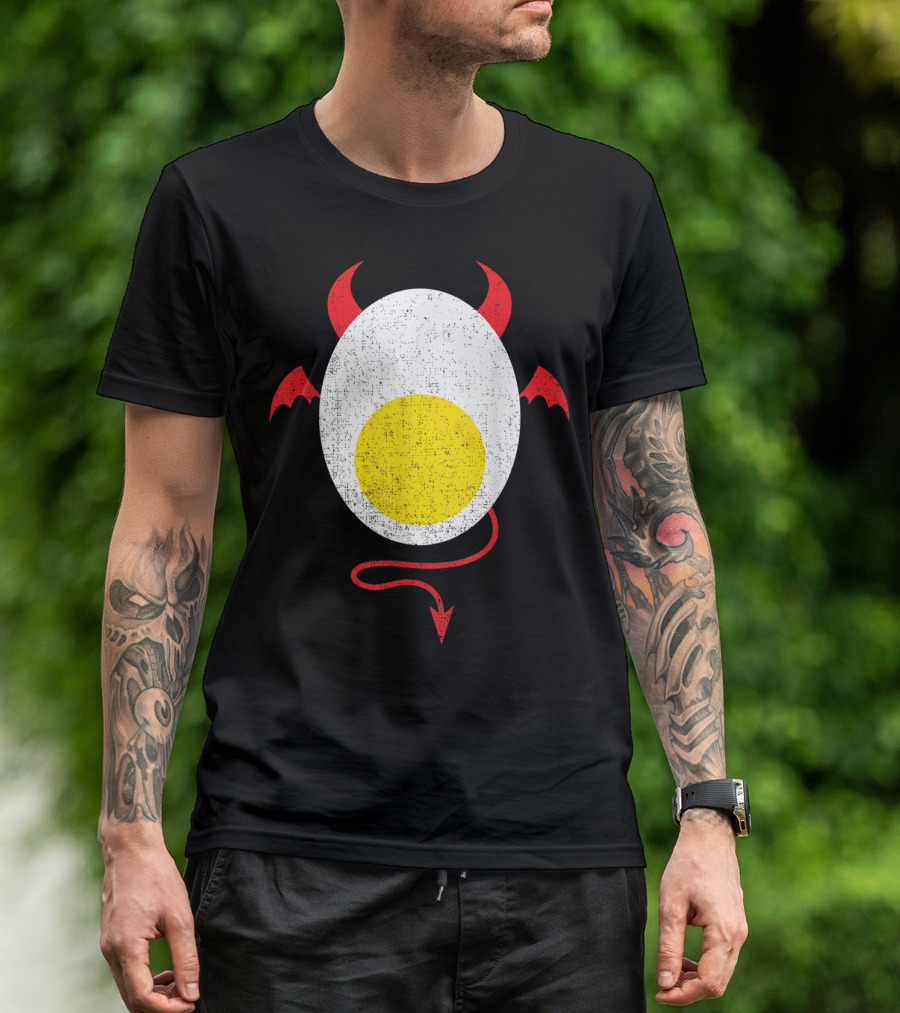 Funny Halloween Devil Egg Yolk Food Lover Lazy Costume T-Shirt