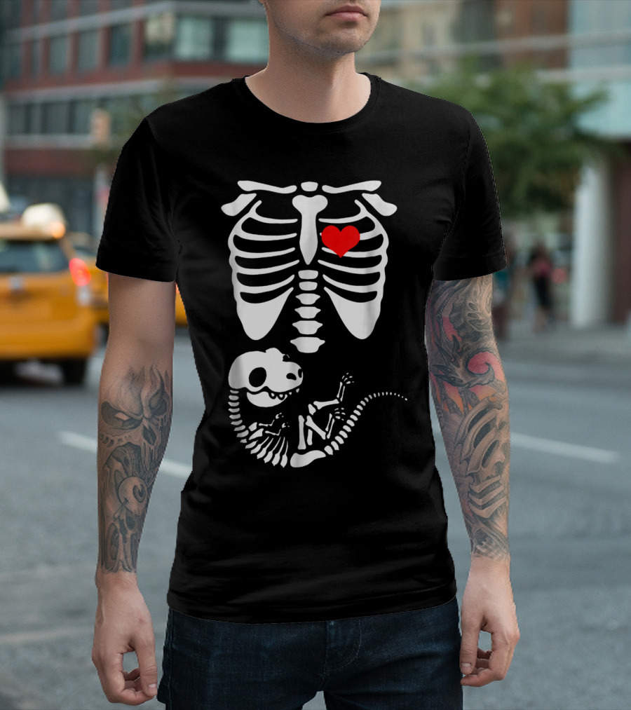 Humorous Halloween Dinosaur Skeleton Maternity T-Shirt