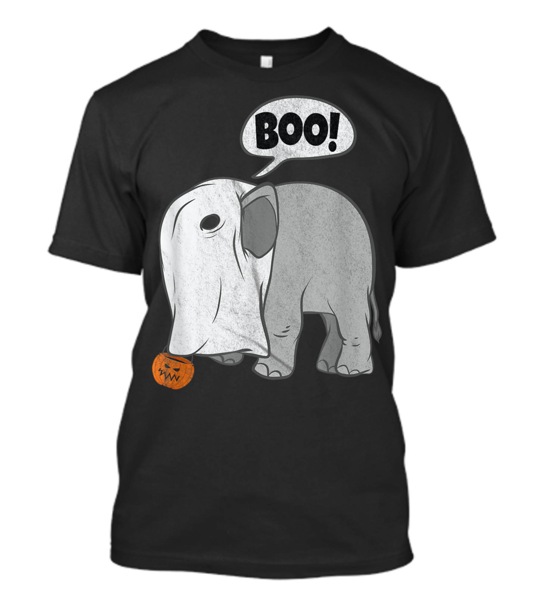 BOO Funny Halloween Elephant Ghost With Pumpkin T-Shirt