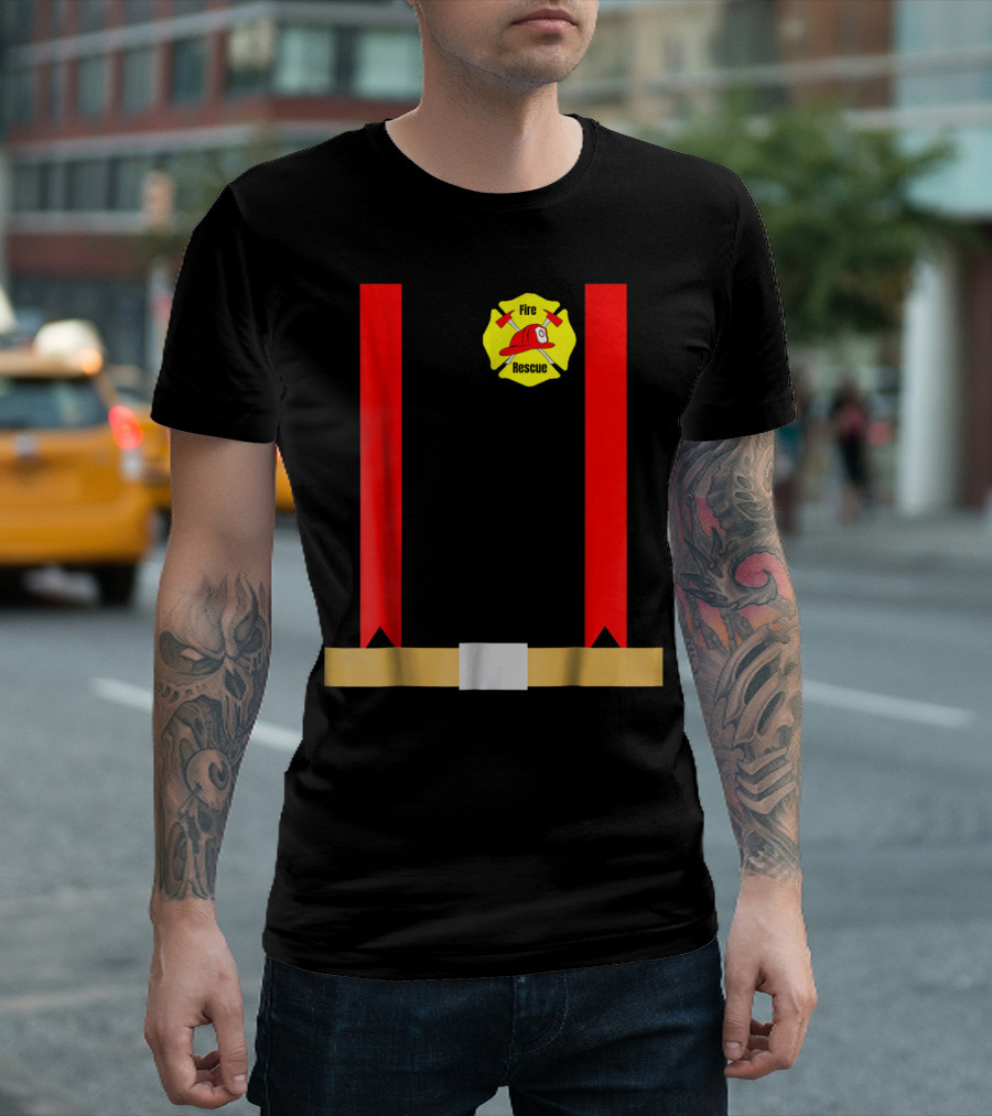 Fire Rescue Funny Halloween Firefighter Costume T-Shirt
