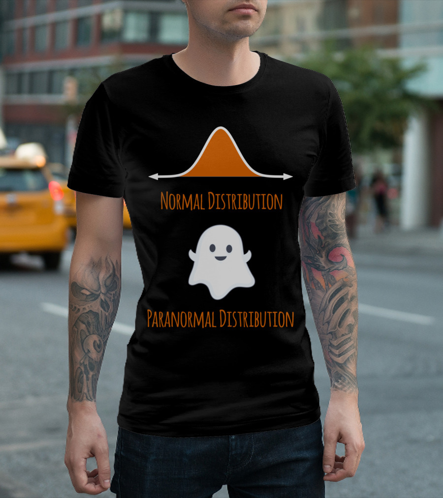 Normal Distribution Paranormal Distribution Funny Halloween Math Longsleeved T-Shirt