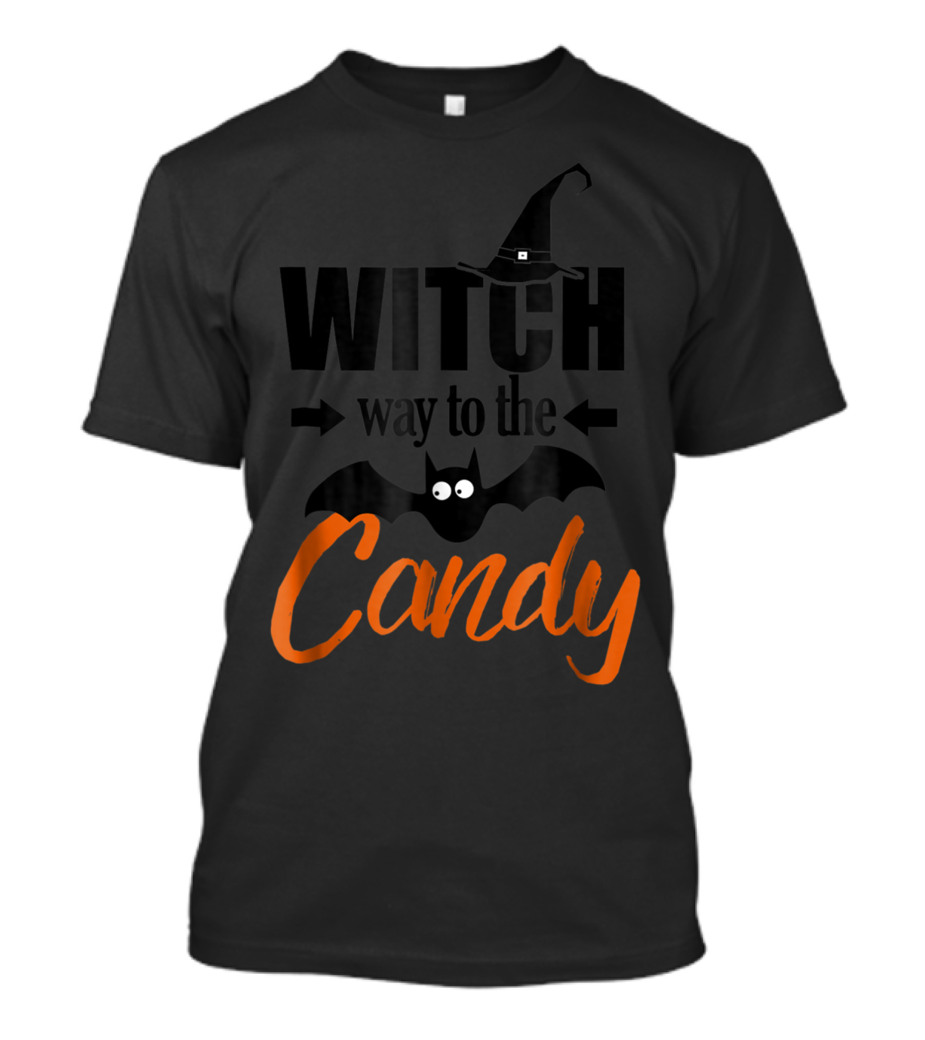 Funny Halloween Kids Witch Way To The Candy Bat And Hat T-Shirt
