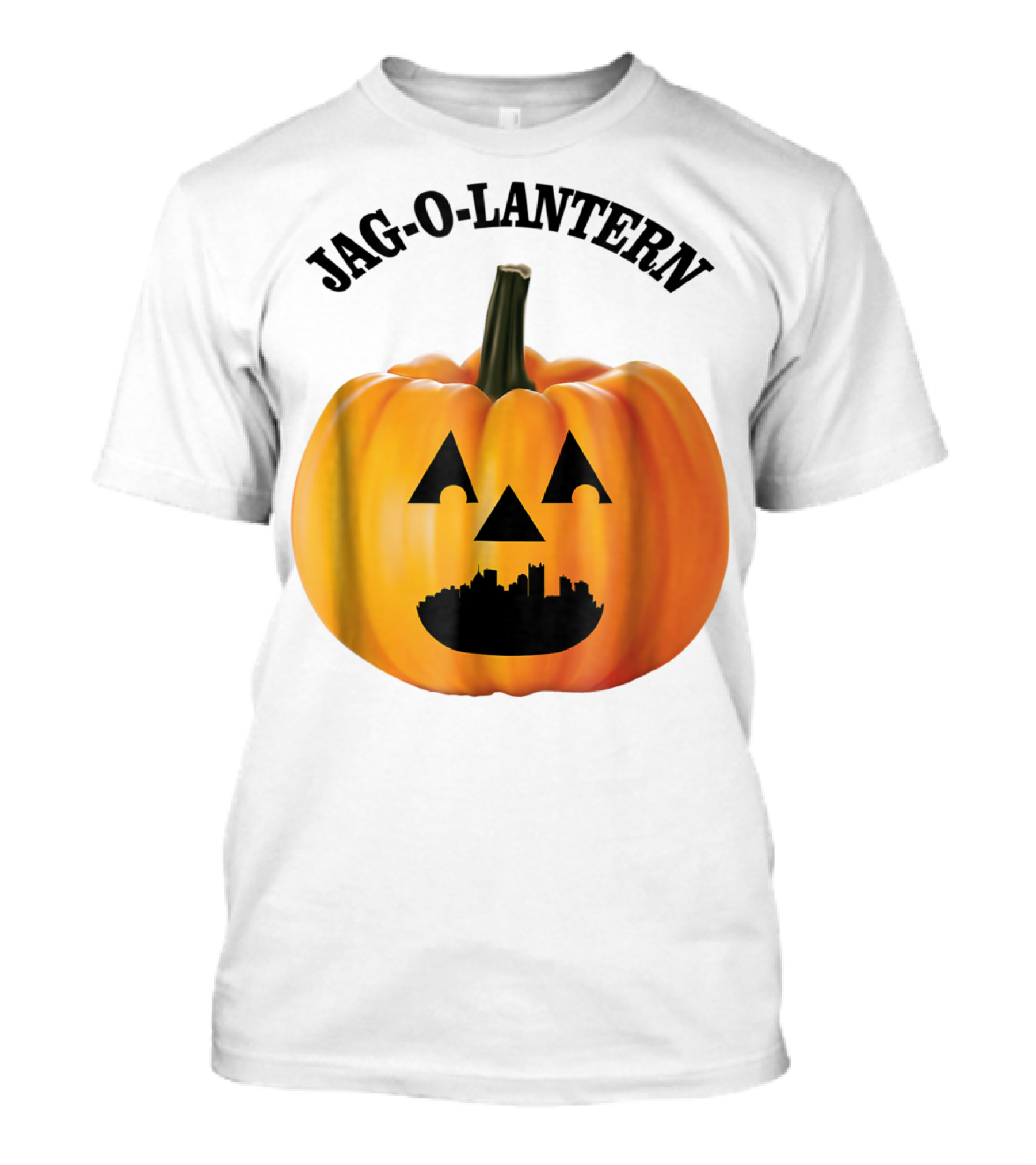 Jag-O-Lantern Pumpkin With Pittsburgh Skyline Face T-Shirt