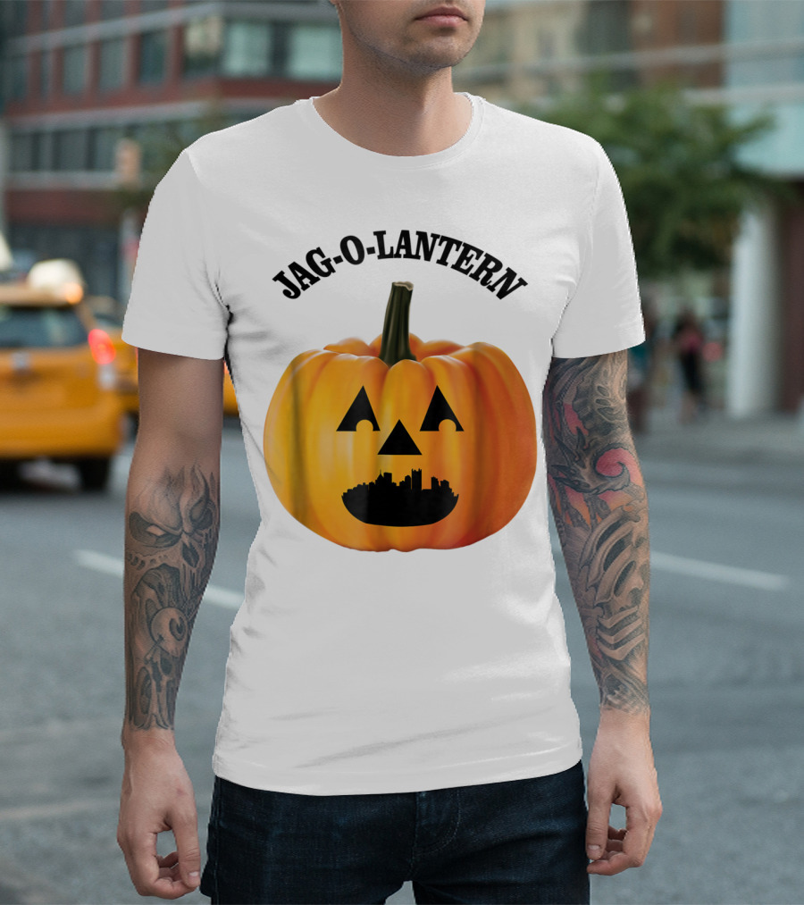 Jag-O-Lantern Pumpkin With Pittsburgh Skyline Face T-Shirt