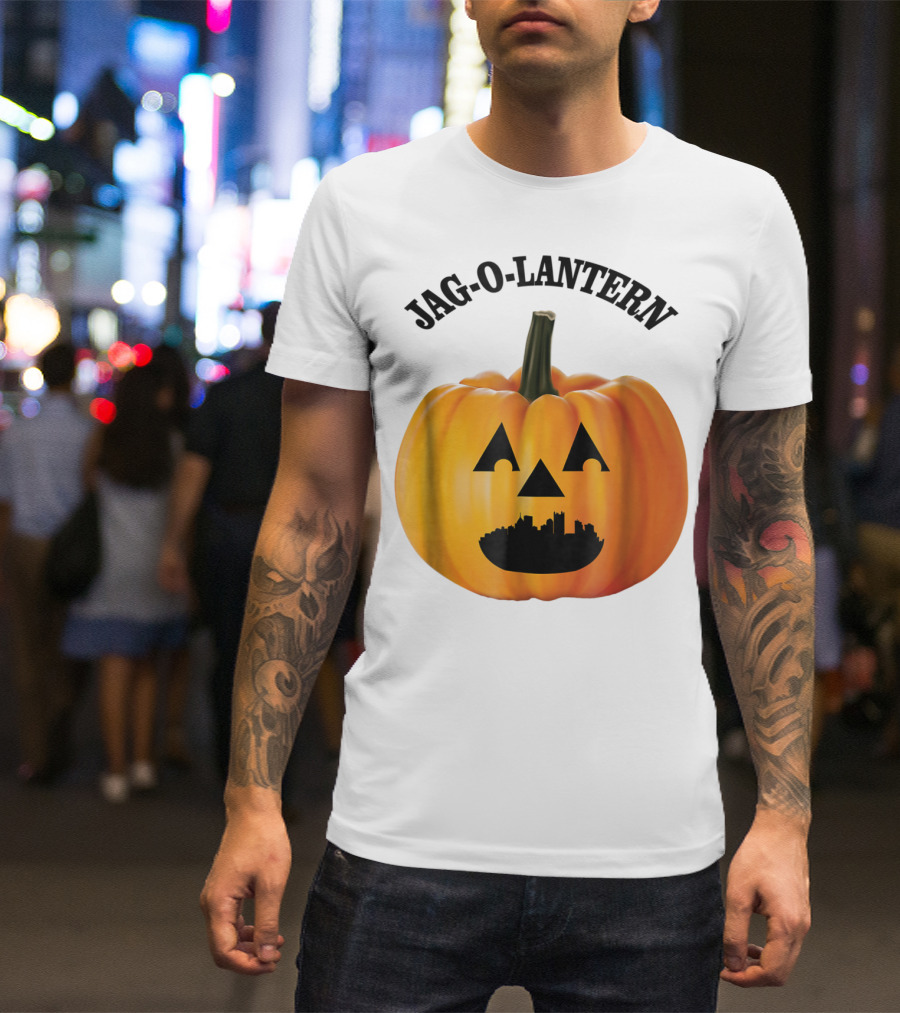 Jag-O-Lantern Pumpkin With Pittsburgh Skyline Face T-Shirt