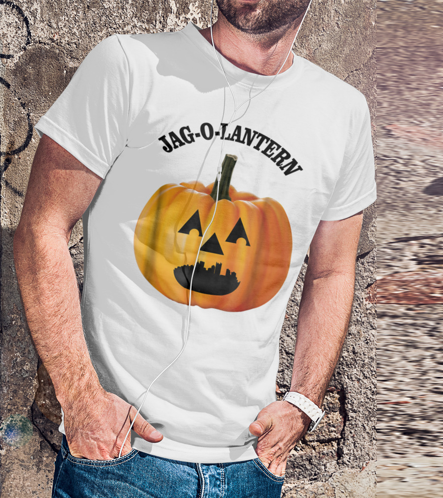 Jag-O-Lantern Pumpkin With Pittsburgh Skyline Face T-Shirt