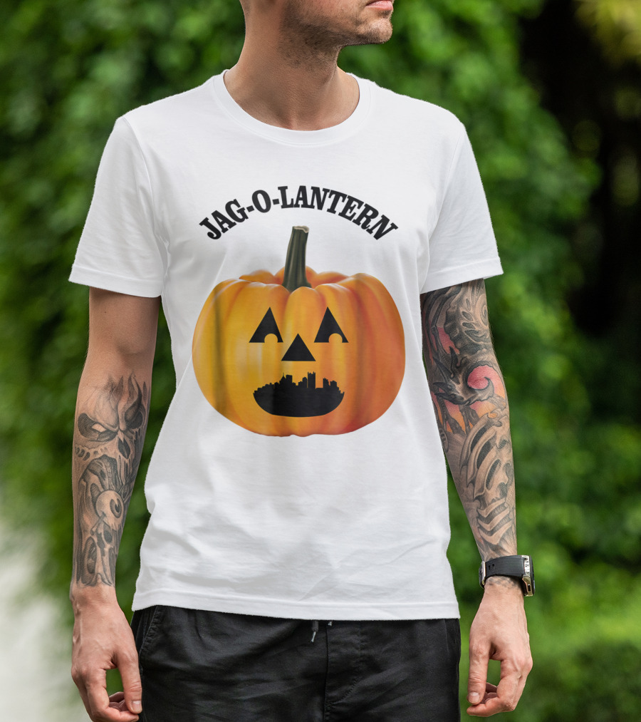Jag-O-Lantern Pumpkin With Pittsburgh Skyline Face T-Shirt