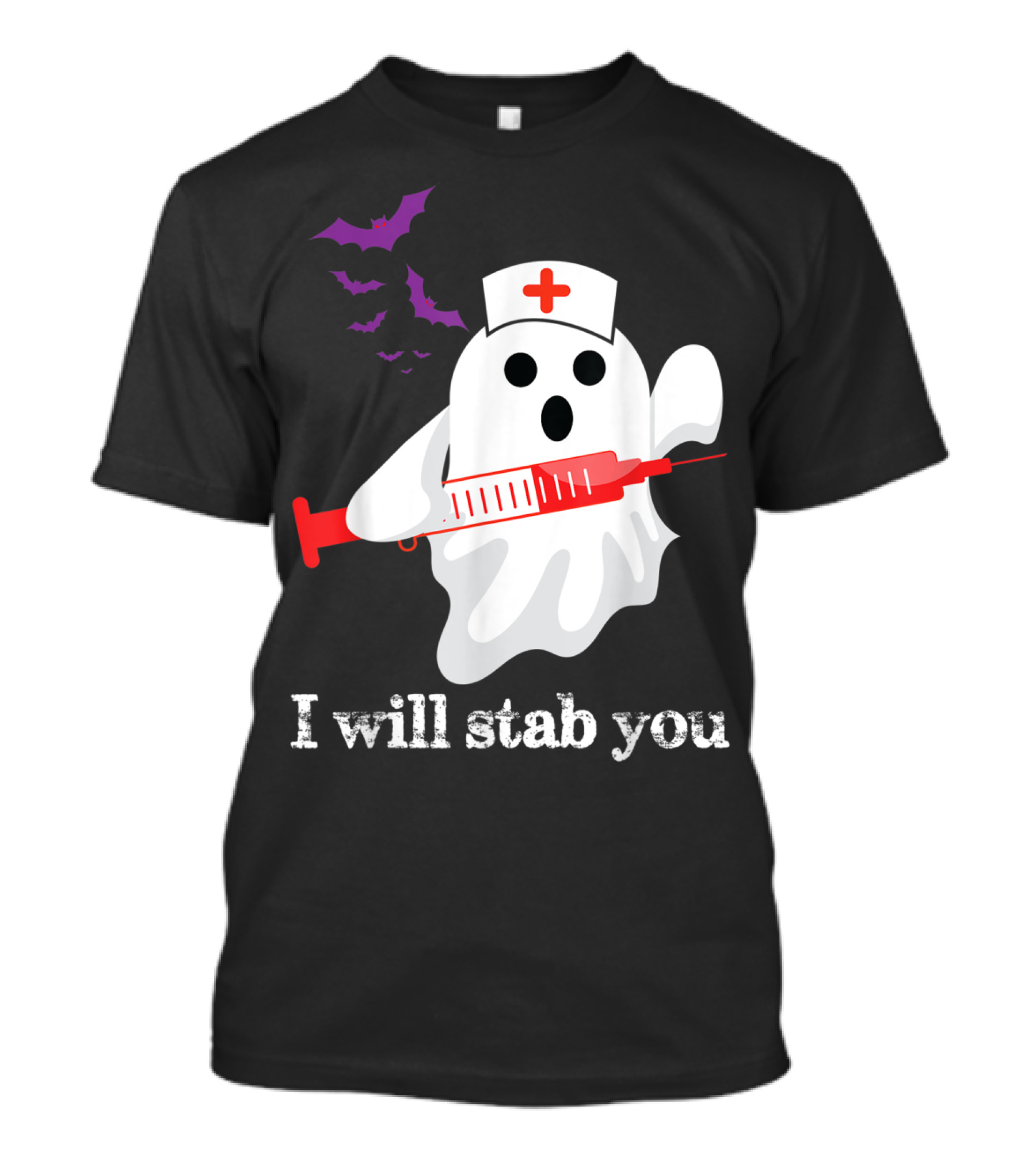 Ghost Nurse Humor Halloween I Will Stab You T-Shirt