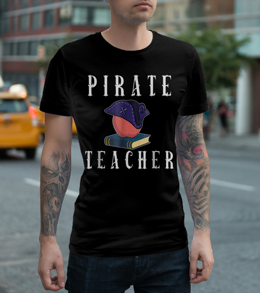 Pirate Teacher with Apple and Book for Halloween T-Shirt