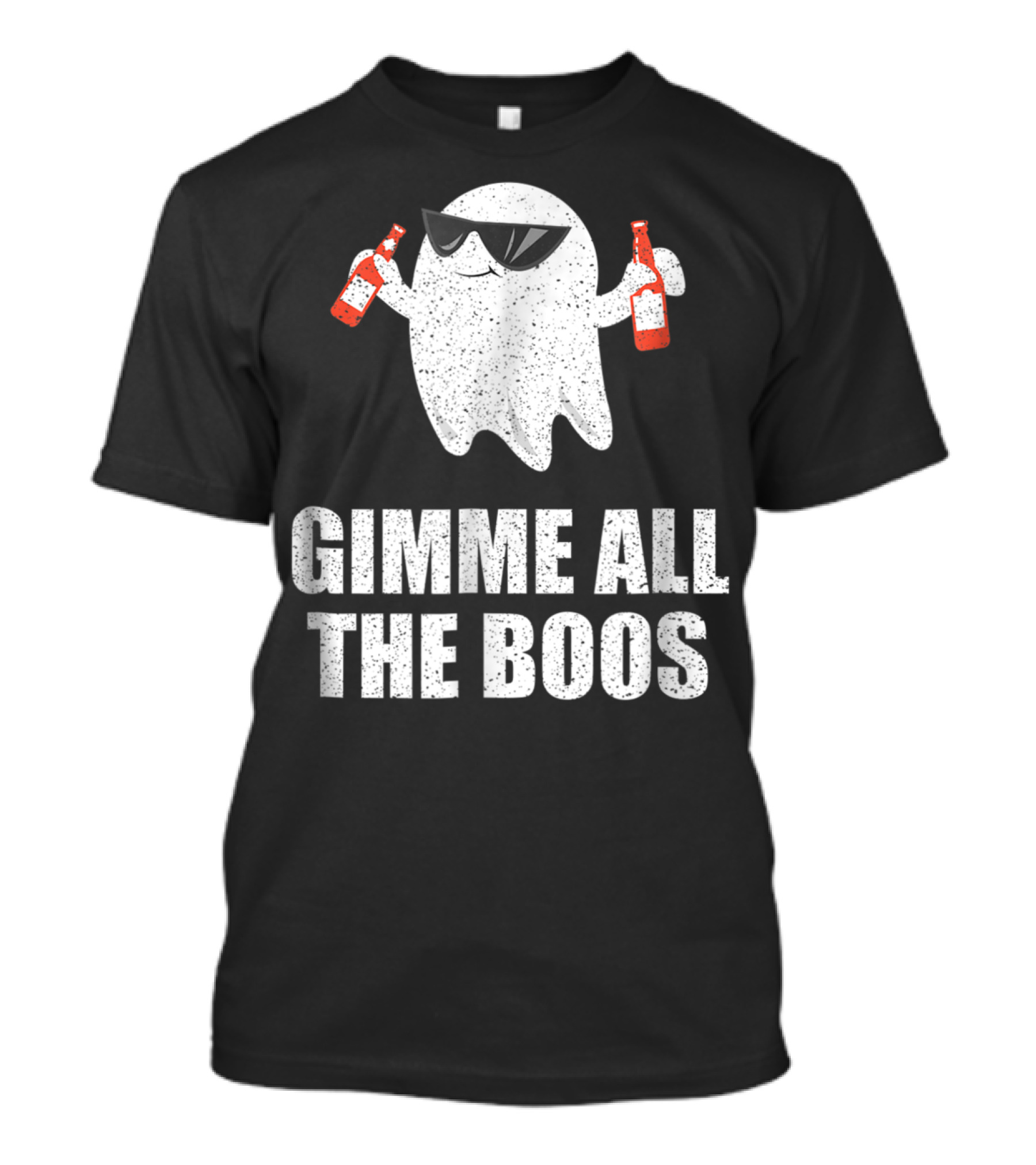 Gimme All The Boos Ghost With Sunglasses Holding Two Bottles T-Shirt