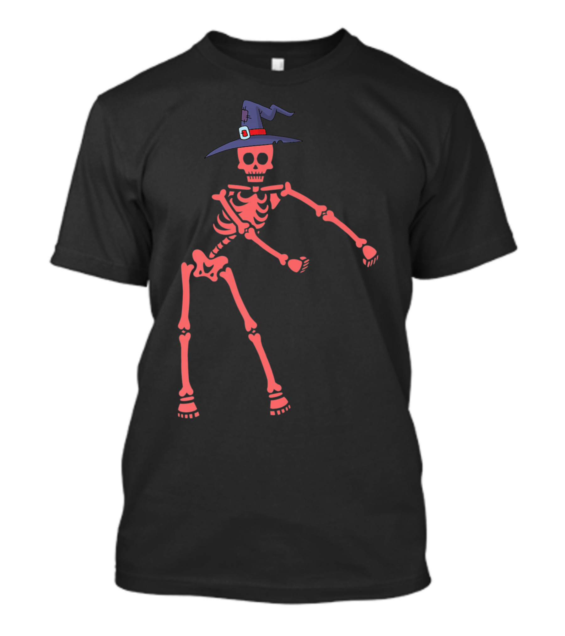 Girls Skeleton Witch Hat Flossing Halloween Costume Cute T-Shirt