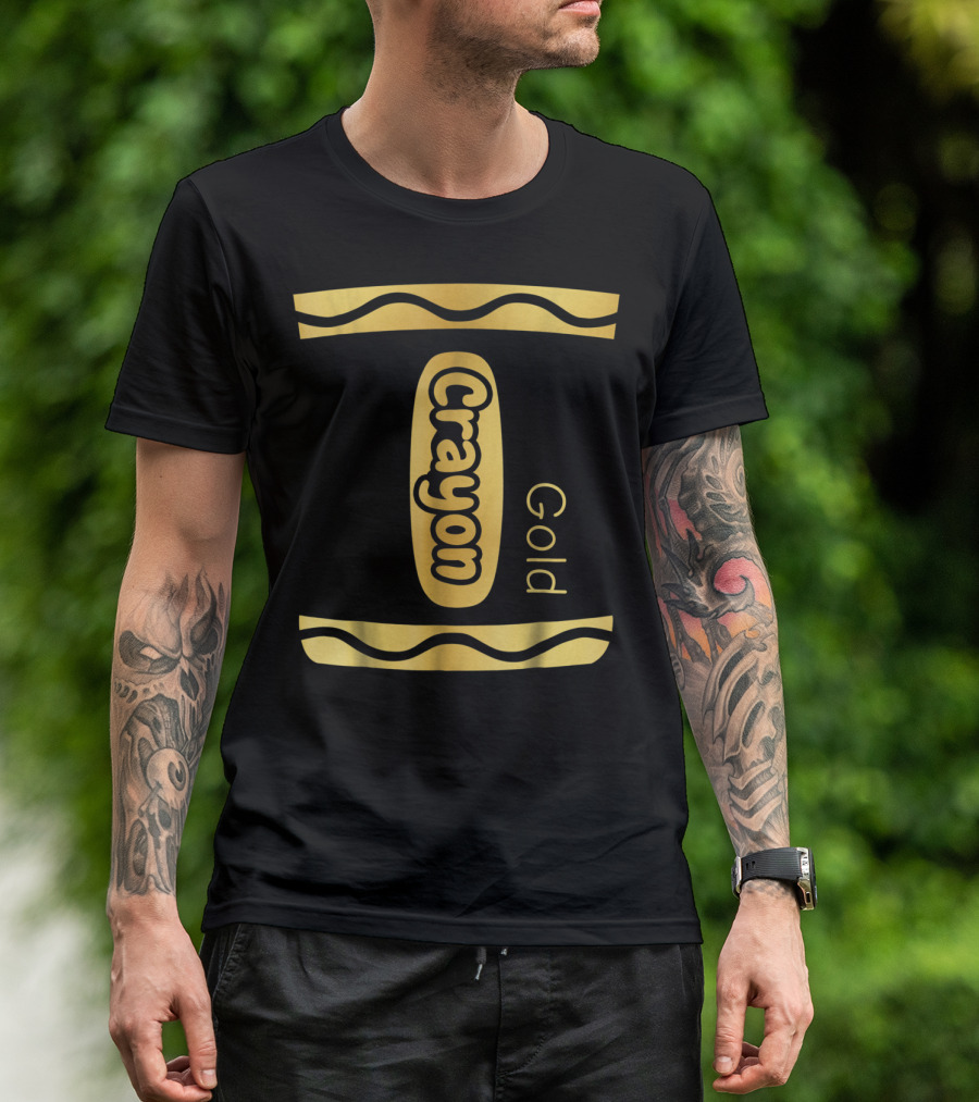 Gold Crayon Halloween Couple Friend Group College Costume T-Shirt