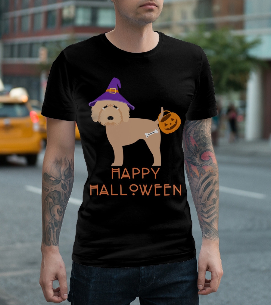 Goldendoodle Witch Happy Halloween T-Shirt