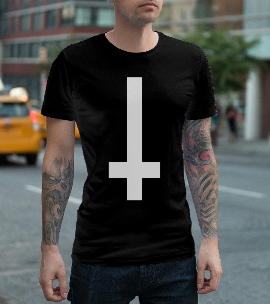 Gothic Upside Down Cross Symbol Goth T-Shirt