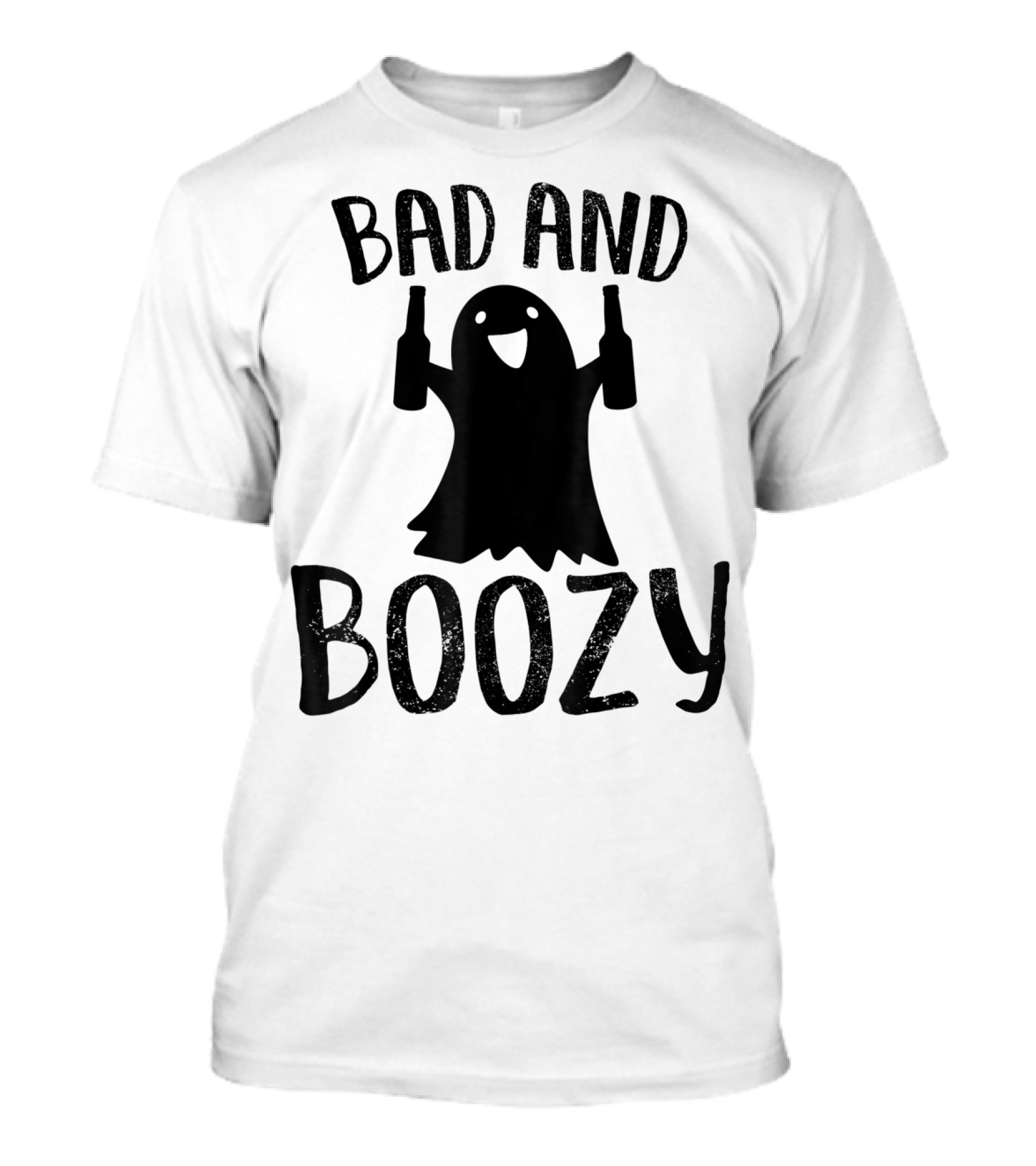 Bad And Boozy Halloween Ghost With Bottles T-Shirt