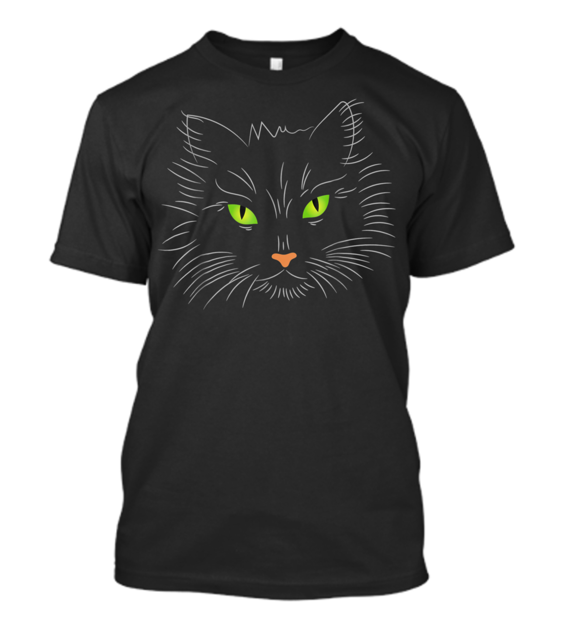 Halloween Black Cat Green Eyes Cat Lover T-Shirt