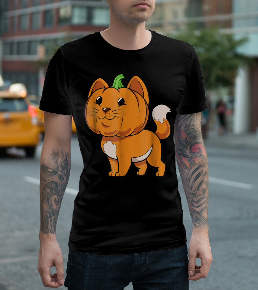 Halloween Cute Kitten Pumpkin Cat Image T-Shirt