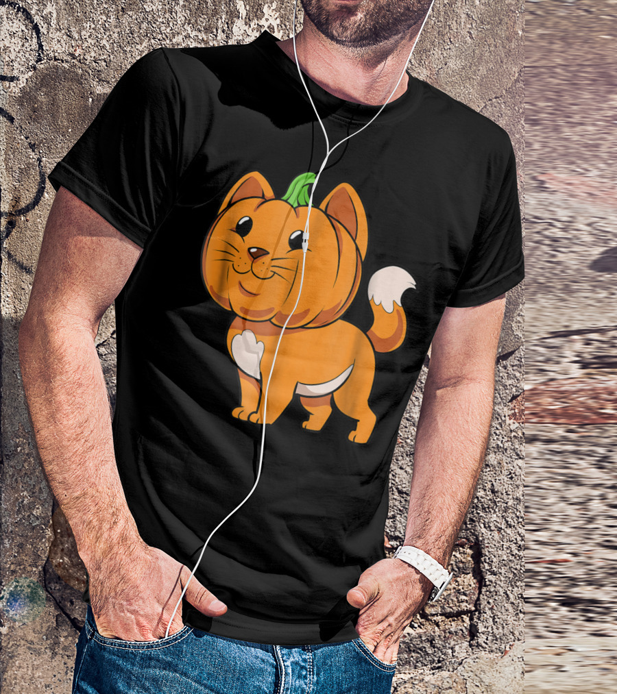 Halloween Cute Kitten Pumpkin Cat Image T-Shirt