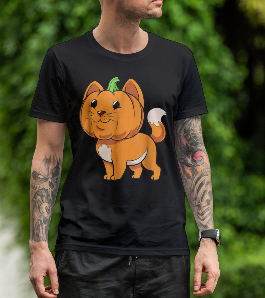Halloween Cute Kitten Pumpkin Cat Image T-Shirt