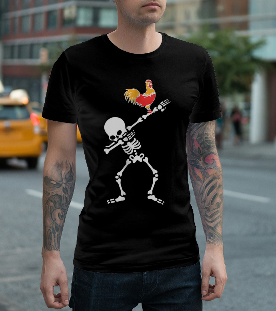 Halloween Skeleton Dabbing With Chicken T-Shirt