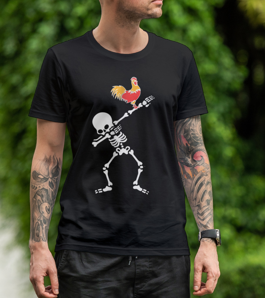 Halloween Skeleton Dabbing With Chicken T-Shirt