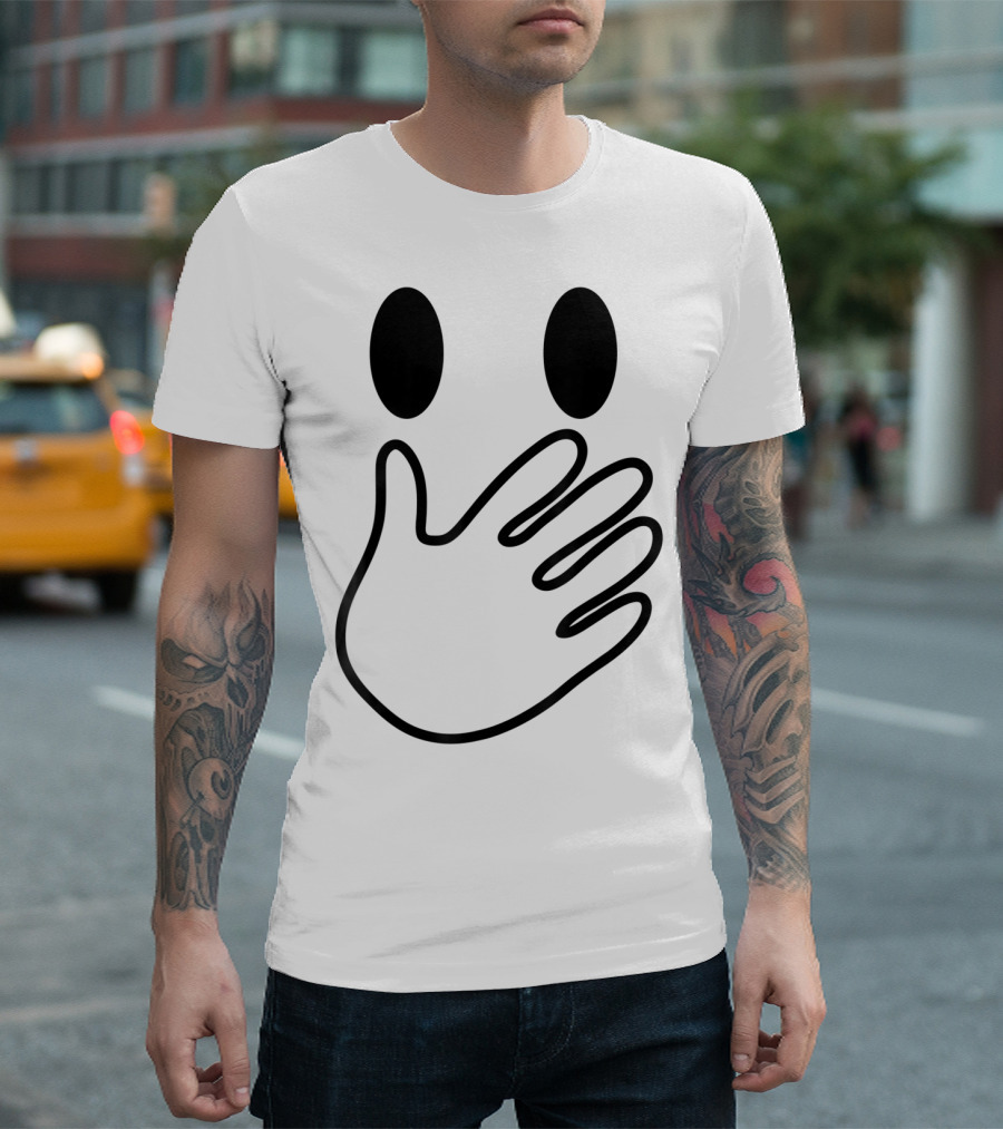 Halloween Hand Over Mouth Emoji Face Costume T-Shirt