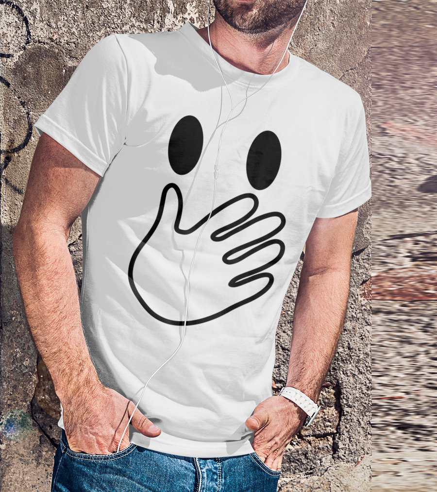 Halloween Hand Over Mouth Emoji Face Costume T-Shirt