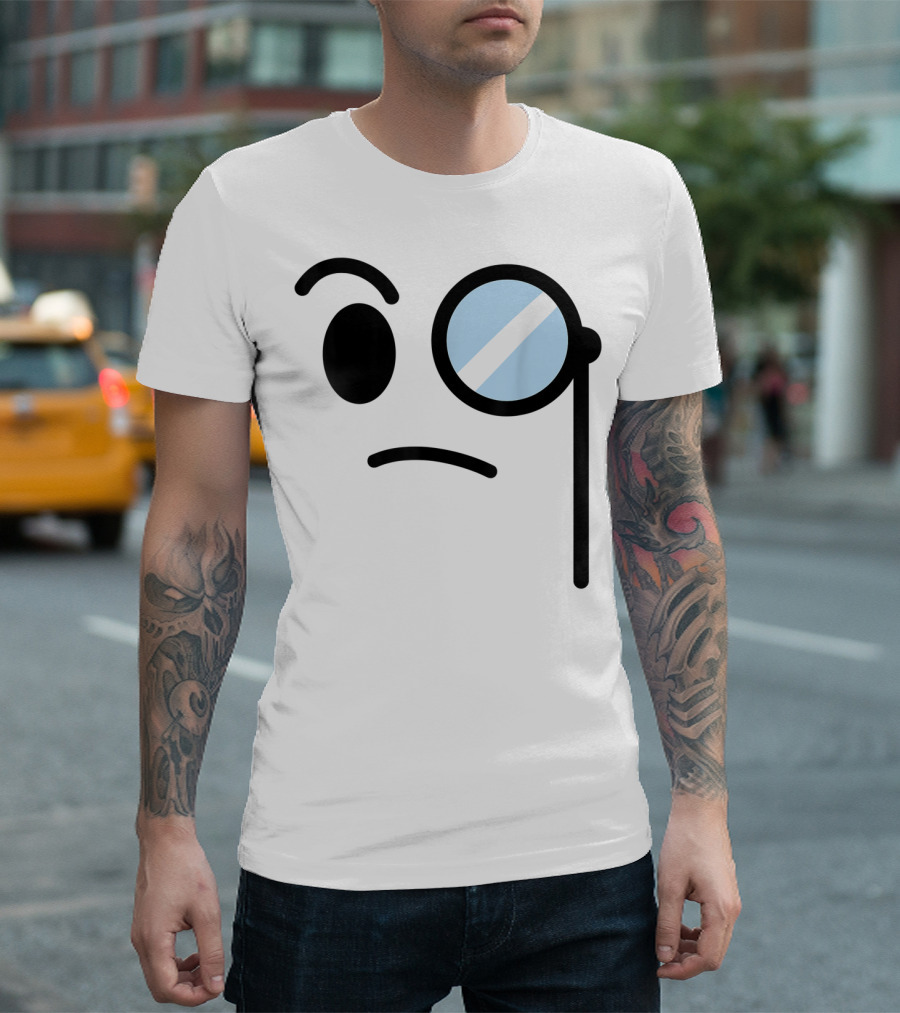 Halloween Emoji Monocle Skeptic Costume T-Shirt