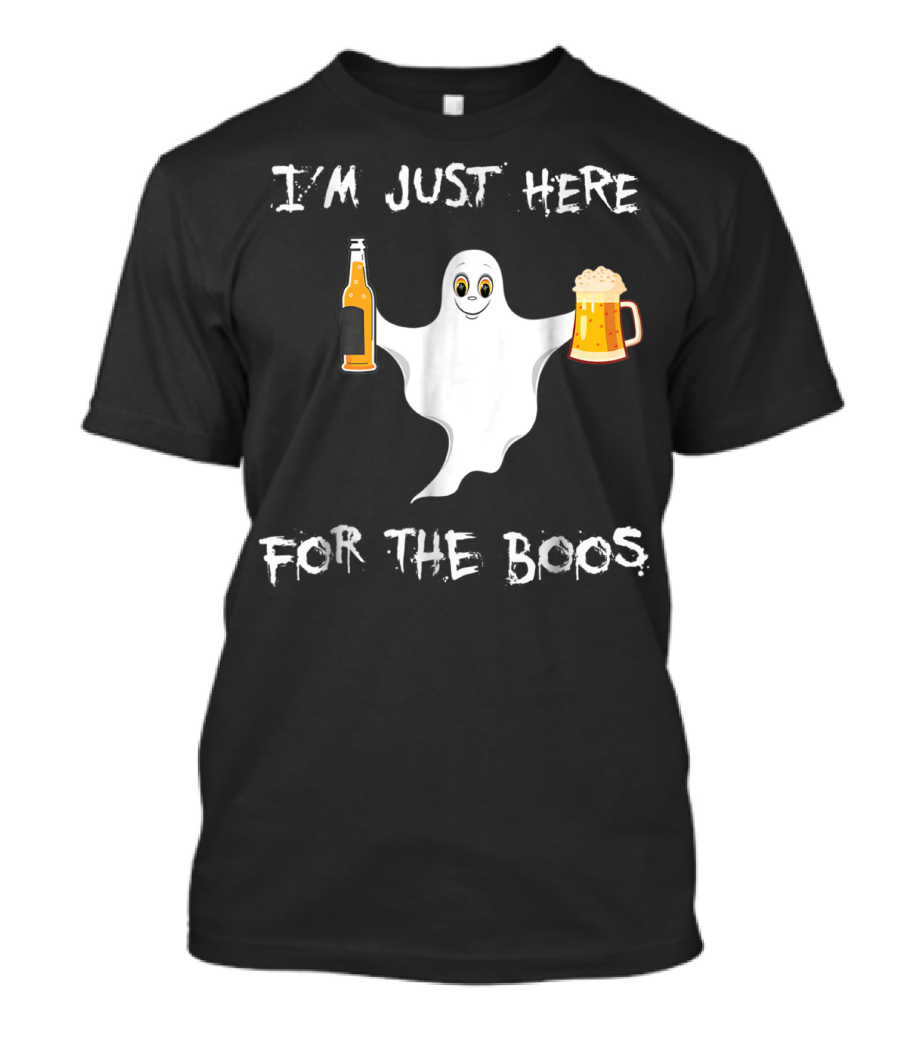 Halloween Ghost I'm Just Here For The Boos With Beer And Bottle T-Shirt