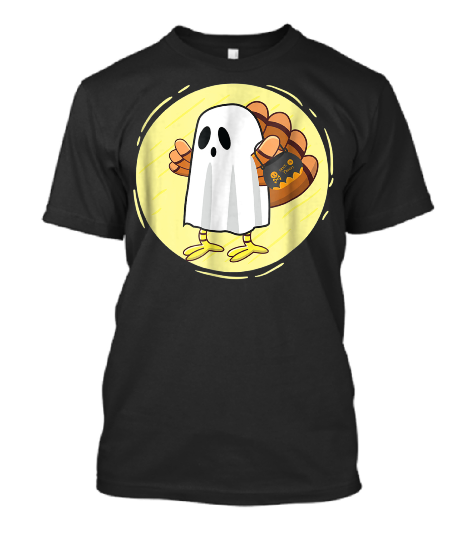 Halloween Ghost Turkey With Trick Or Treat Candy Bag T-Shirt