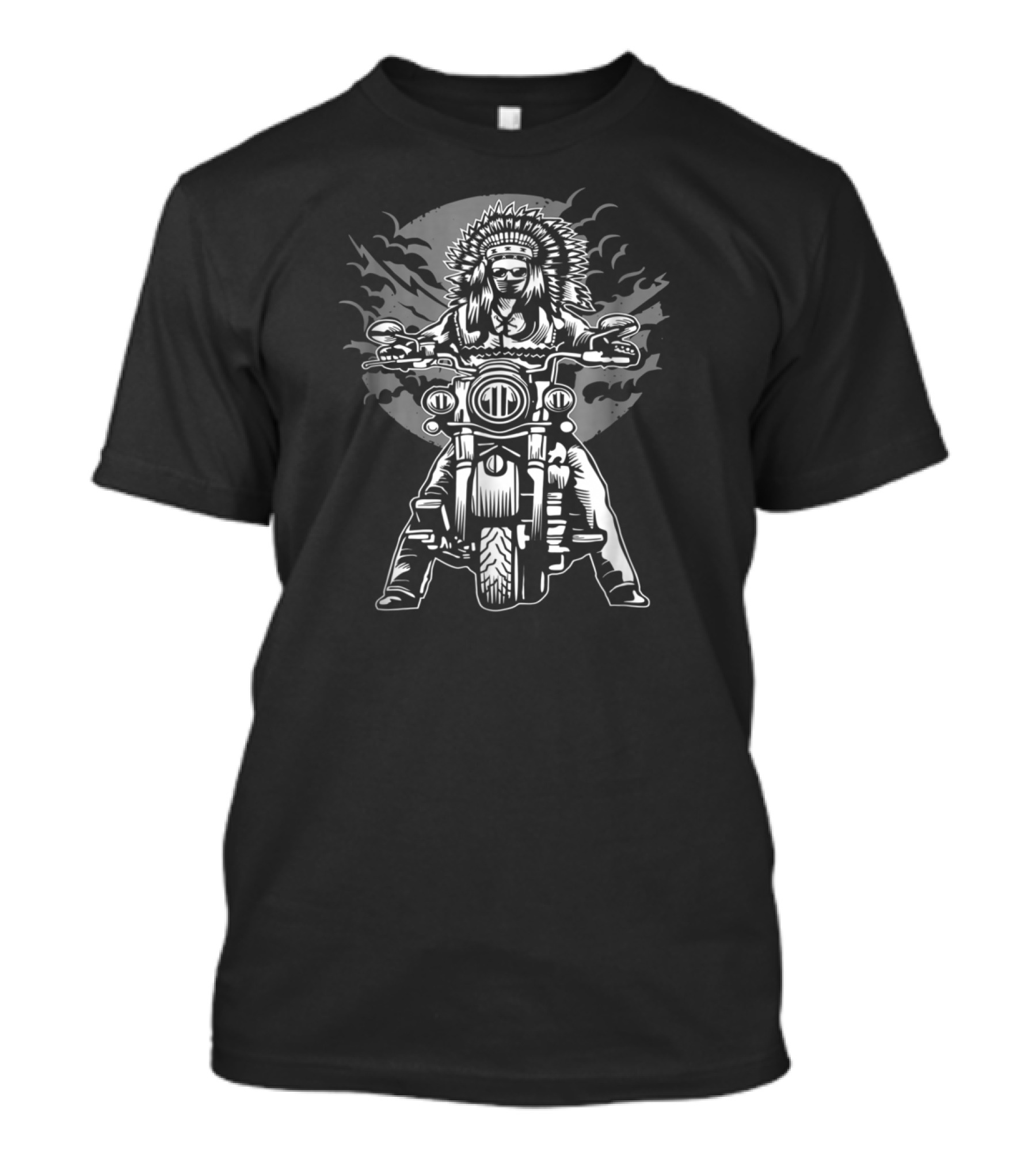 Halloween Motorcycle Rider With Headdress And Bats T-Shirt