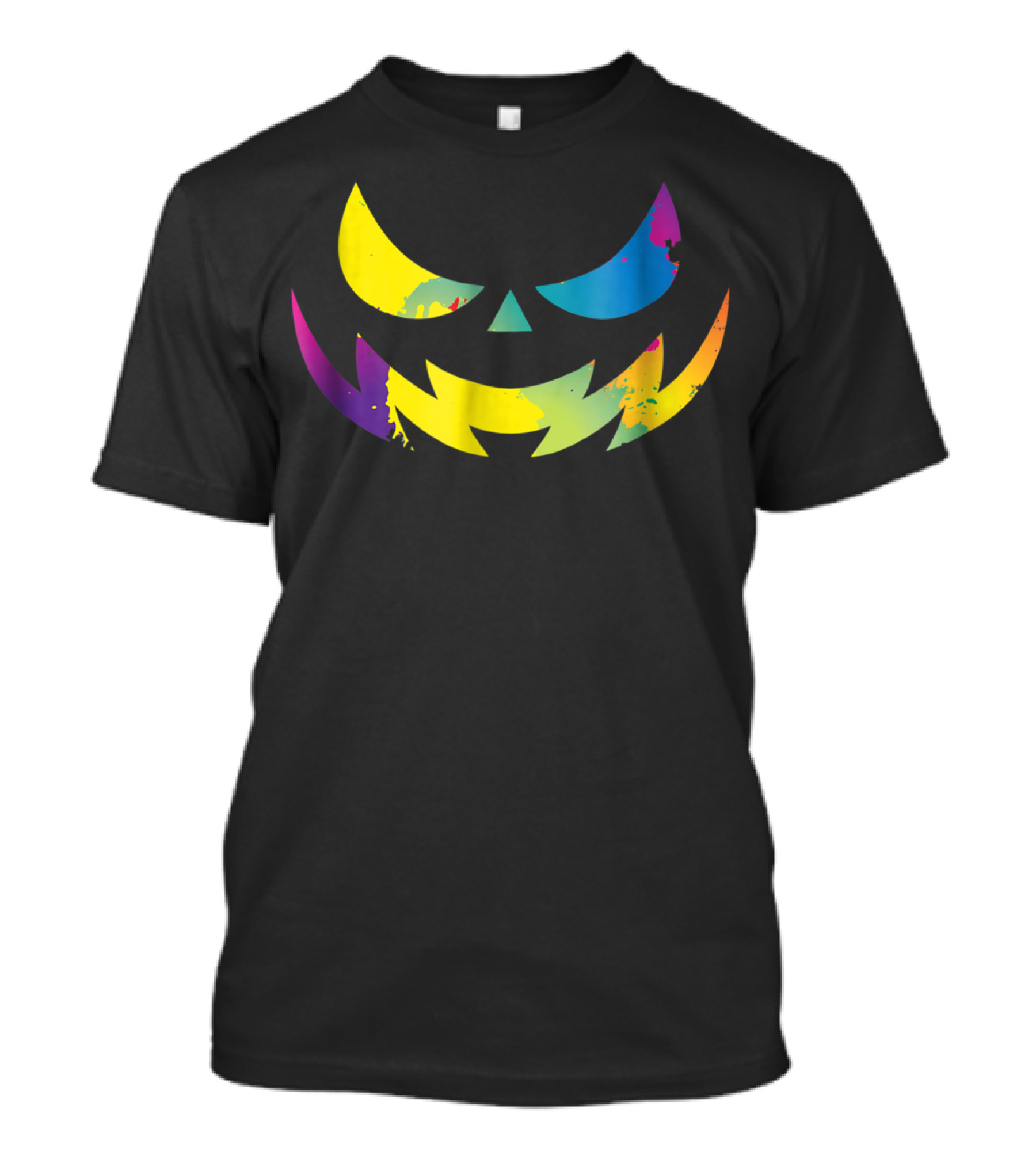 Halloween Pumpkin Face Multicolor Splash T-Shirt