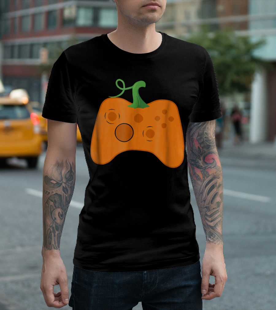 Halloween Pumpkin Gamer Video Game Party Controller T-Shirt