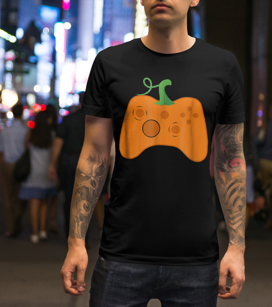 Halloween Pumpkin Gamer Video Game Party Controller T-Shirt