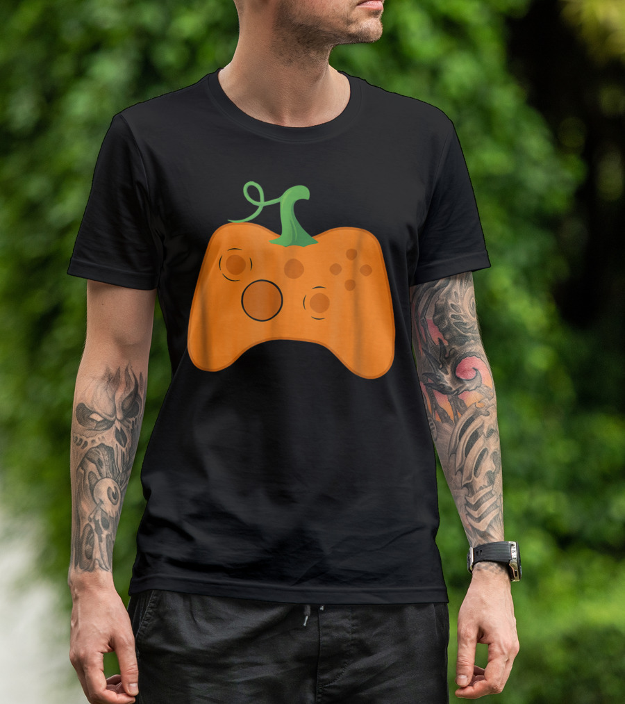 Halloween Pumpkin Gamer Video Game Party Controller T-Shirt