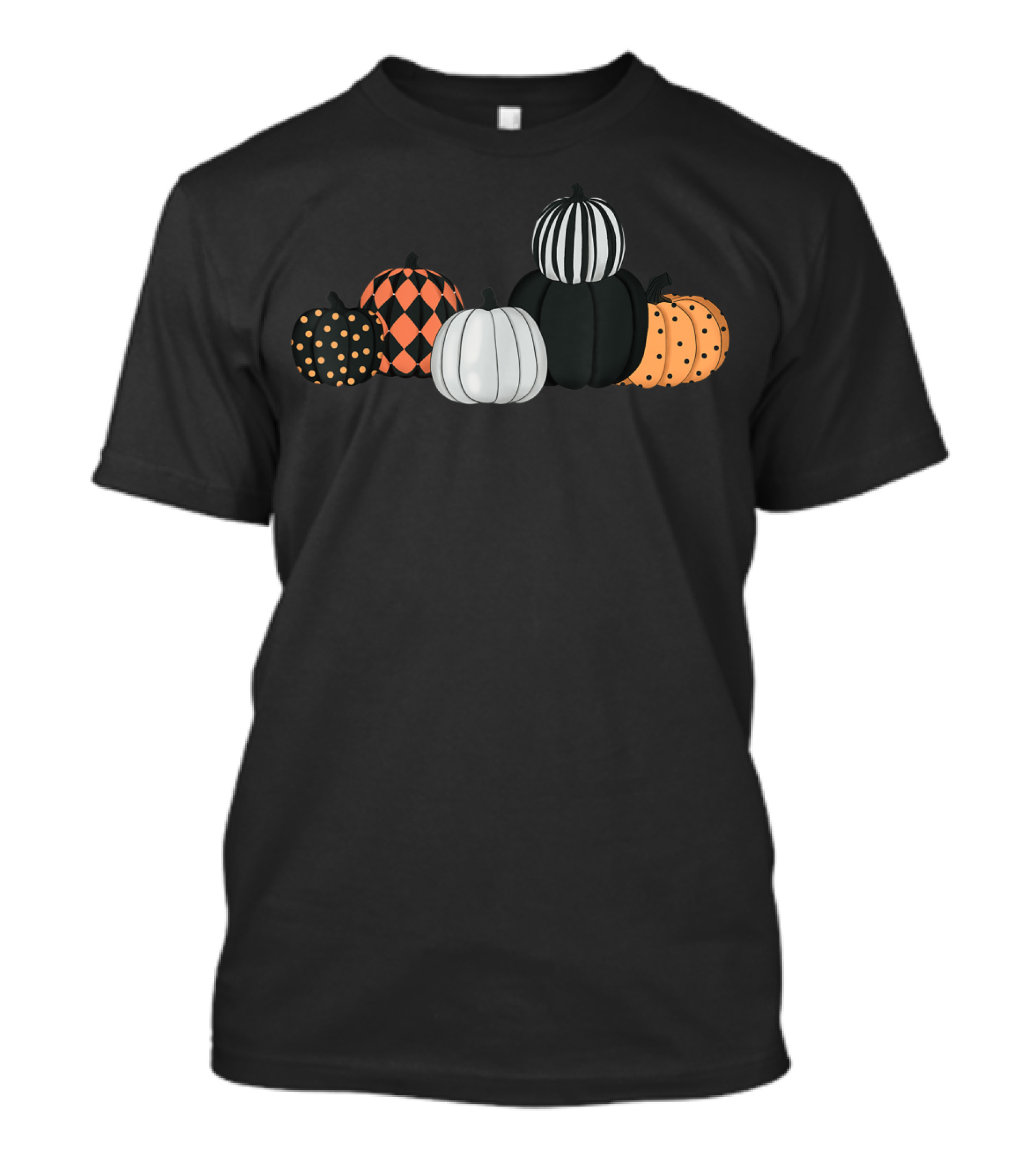 Halloween Pumpkins Black And Orange Stripes And Polka Dots T-Shirt
