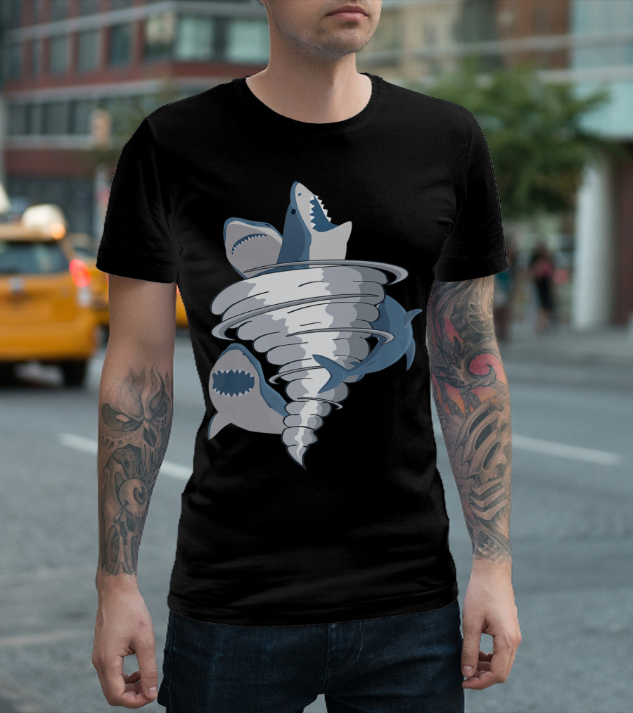 Great White Shark Tornado Halloween Tiger Concept T-Shirt